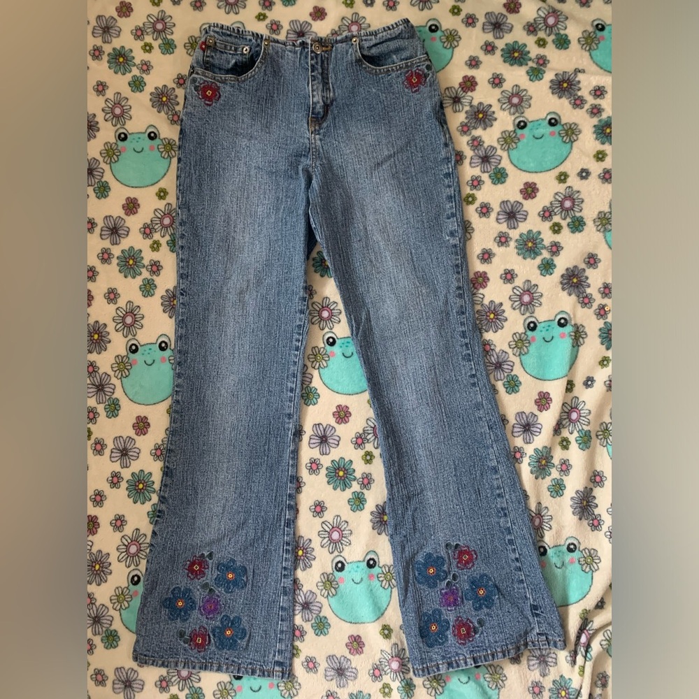 Vintage Low Rise Embroidered Jeans Kids 16